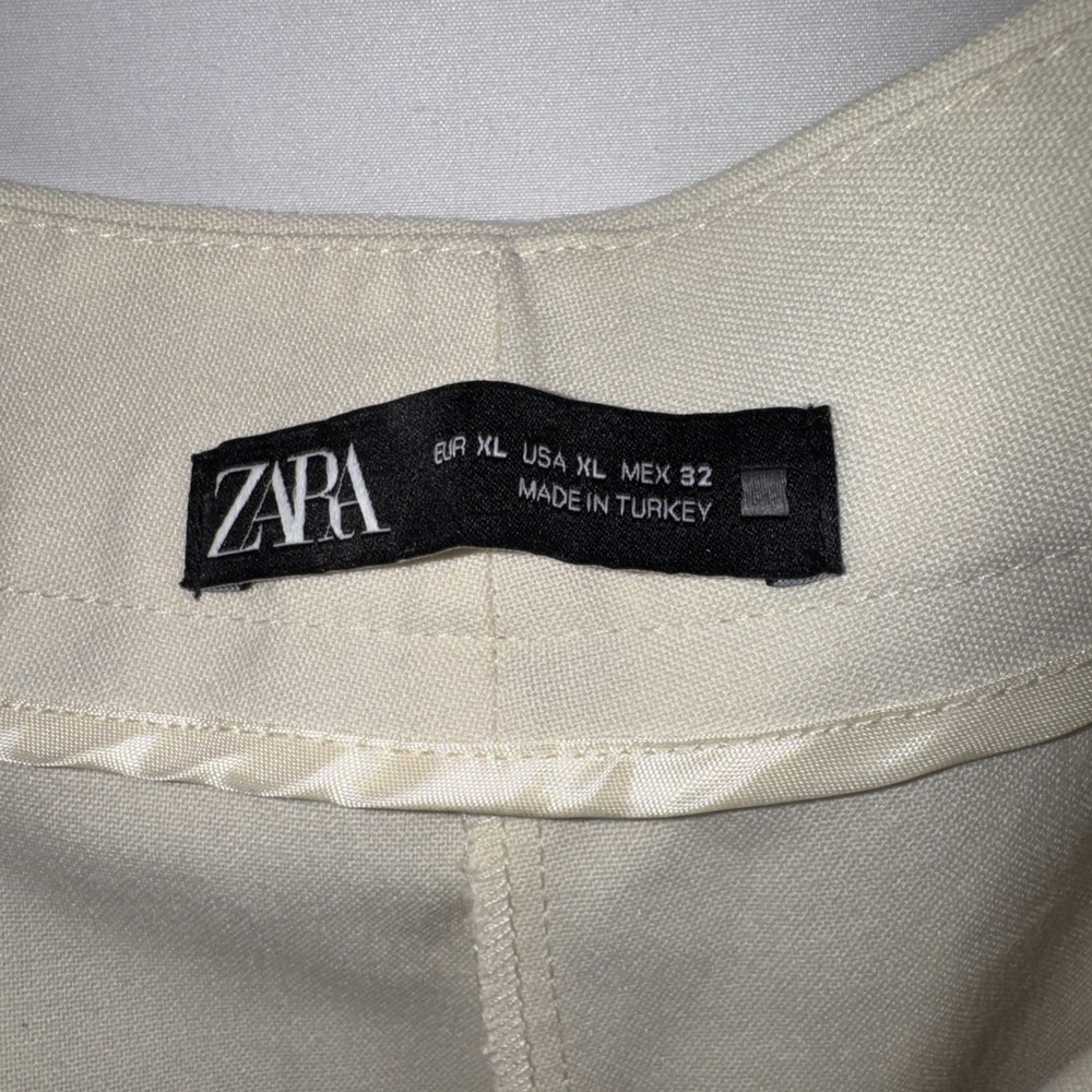 Zara Wide - Leg Pleated Trousers In Off White Size Extra Large - Picture 2 of 5